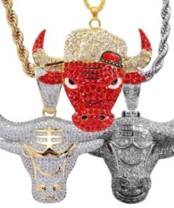 Collar CHICAGO BULLS TORO "Bravo Rojo Dorado Plateado"