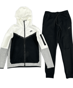 Conjunto NIKE TECH Fleece Polerón Buzo "Negro Blanco" Algodon Real