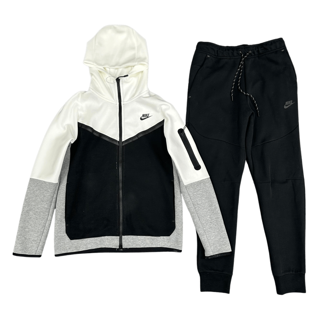 Conjunto NIKE TECH Fleece Polerón Buzo "Negro Blanco" Algodon Real