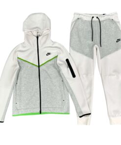 Conjunto NIKE TECH Fleece "Blanco Gris" Algodón Real