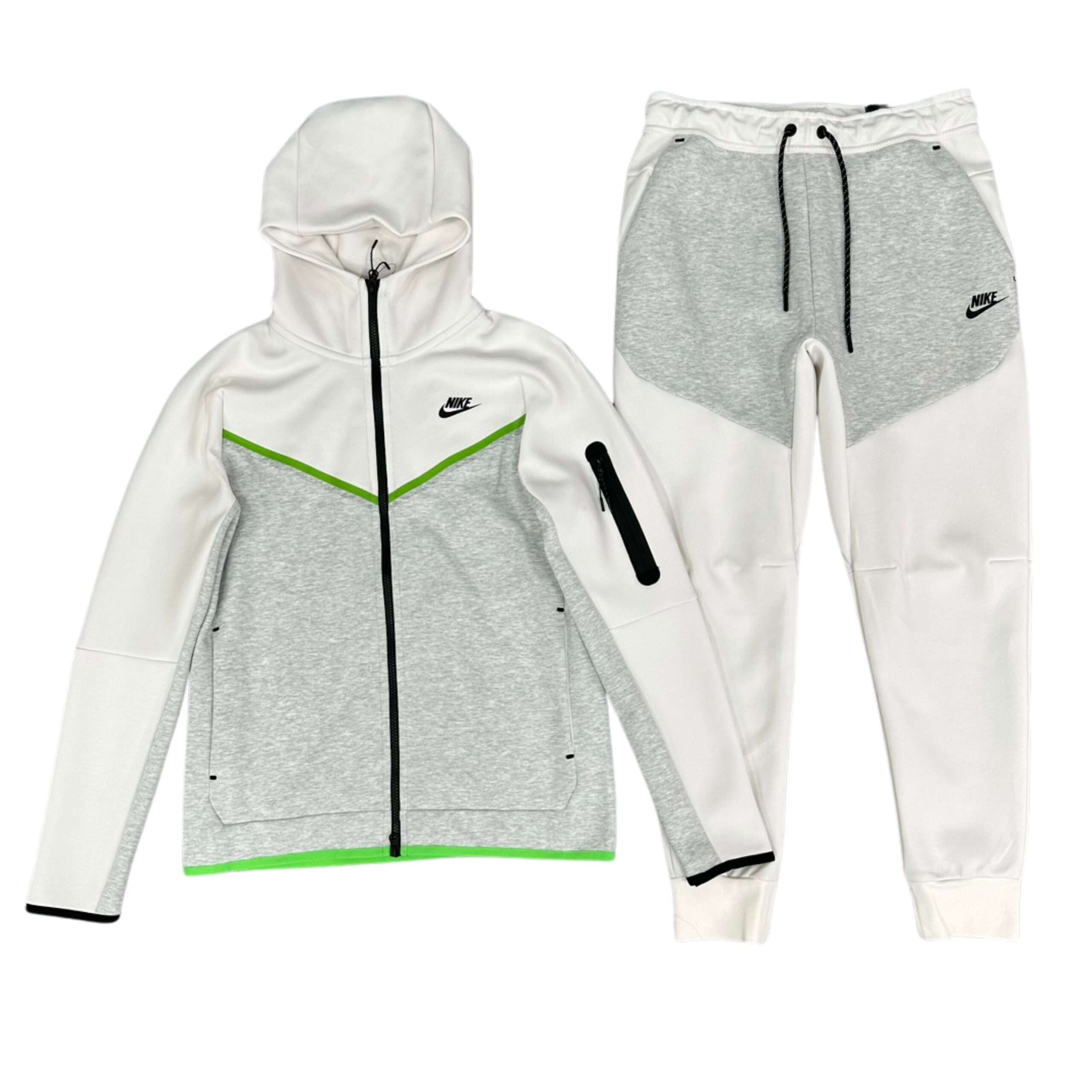 Conjunto NIKE TECH Fleece "Blanco Gris" Algodón Real