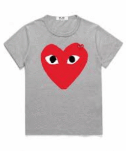 POLERA COMME DES GARÇONS PLAY "Gris/Rojo" ALGODÓN
