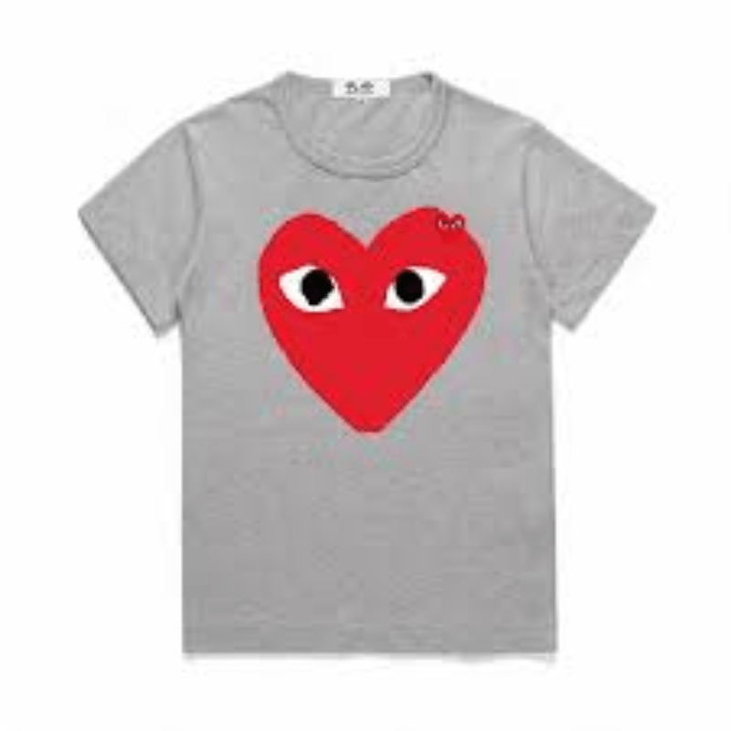 POLERA COMME DES GARÇONS PLAY "Gris/Rojo" ALGODÓN