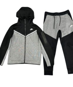 Conjunto NIKE TECH Fleece "Negro Gris" Polerón Buzo Algodón Real