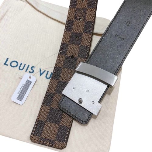 Cinturones LV LOUIS VUITTON "Cuadros Clasicos" - Cuero Hebilla Metal - Imagen 4
