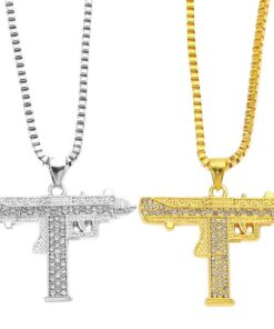 COLLAR "Pistola Uzi" Dorado Plateado