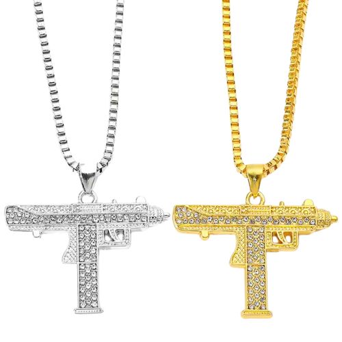 COLLAR "Pistola Uzi" Dorado Plateado