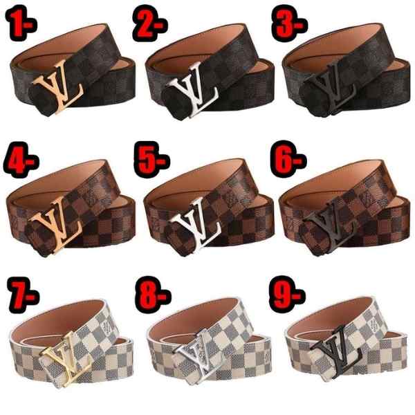 Cinturones LV LOUIS VUITTON "Cuadros Clasicos" - Cuero Hebilla Metal - Imagen 2