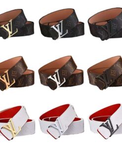 Cinturones LV LOUIS VUITTON "Clásicos Logos" Cuero Hebilla Metal