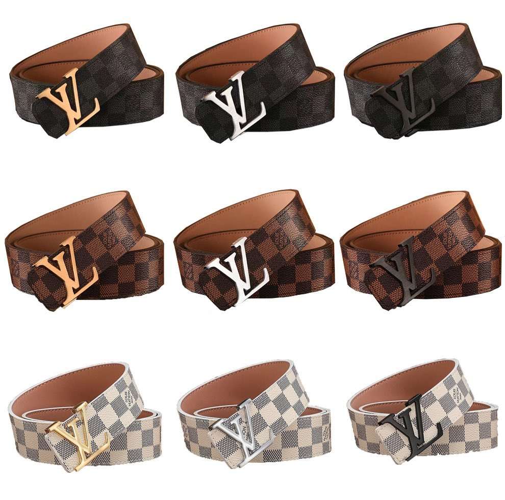 Cinturones LV LOUIS VUITTON "Cuadros Clasicos" - Cuero Hebilla Metal