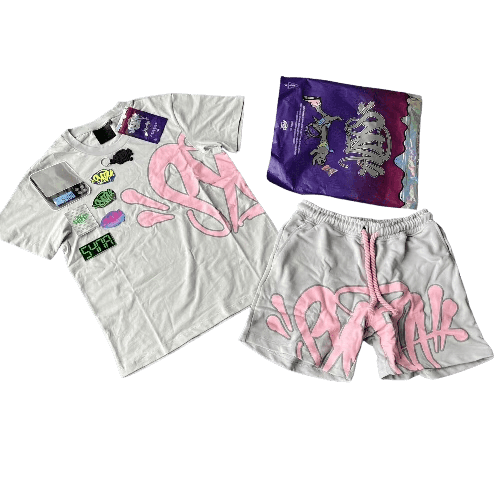 Conjunto SYNA WORLD Verano "Polera Short" Gris ALGODÓN + BOLSA & ACCESORIOS