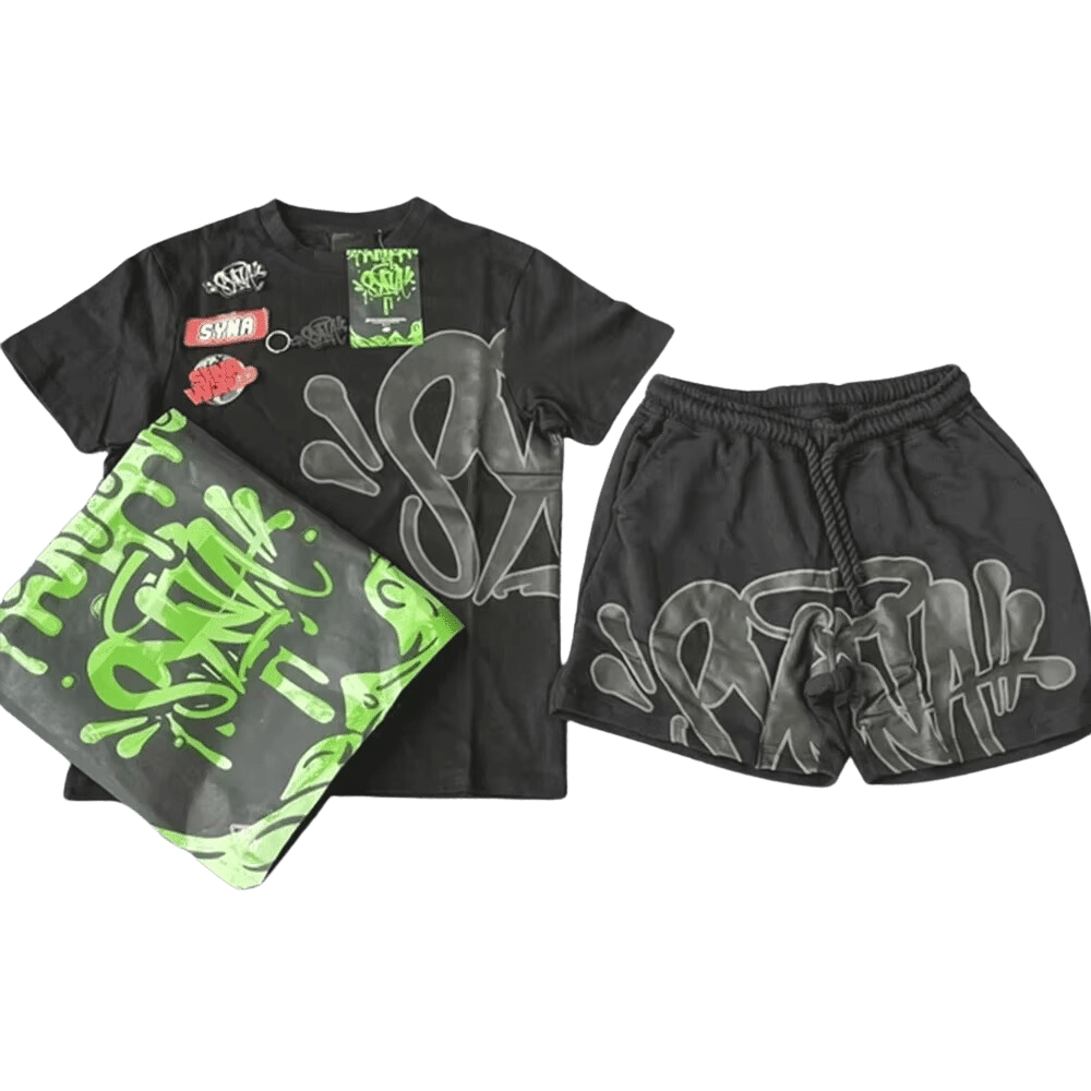 Conjunto SYNA WORLD Verano "Polera Short" Negro ALGODÓN + BOLSA & ACCESORIOS