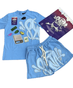 Conjunto SYNA WORLD Verano "Polera Short" Celeste ALGODÓN + BOLSA & ACCESORIOS