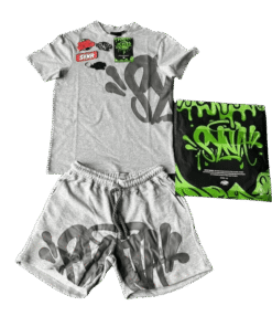 Conjunto SYNA WORLD Verano Polera Short "Gris Oscuro" ALGODÓN + BOLSA & ACCESORIOS