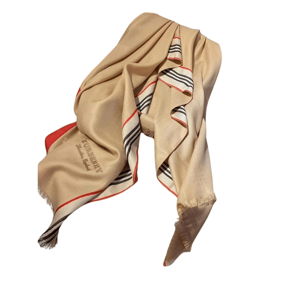 Bufanda BURBERRY "BORDADO" Beige/Negro - Imagen 2