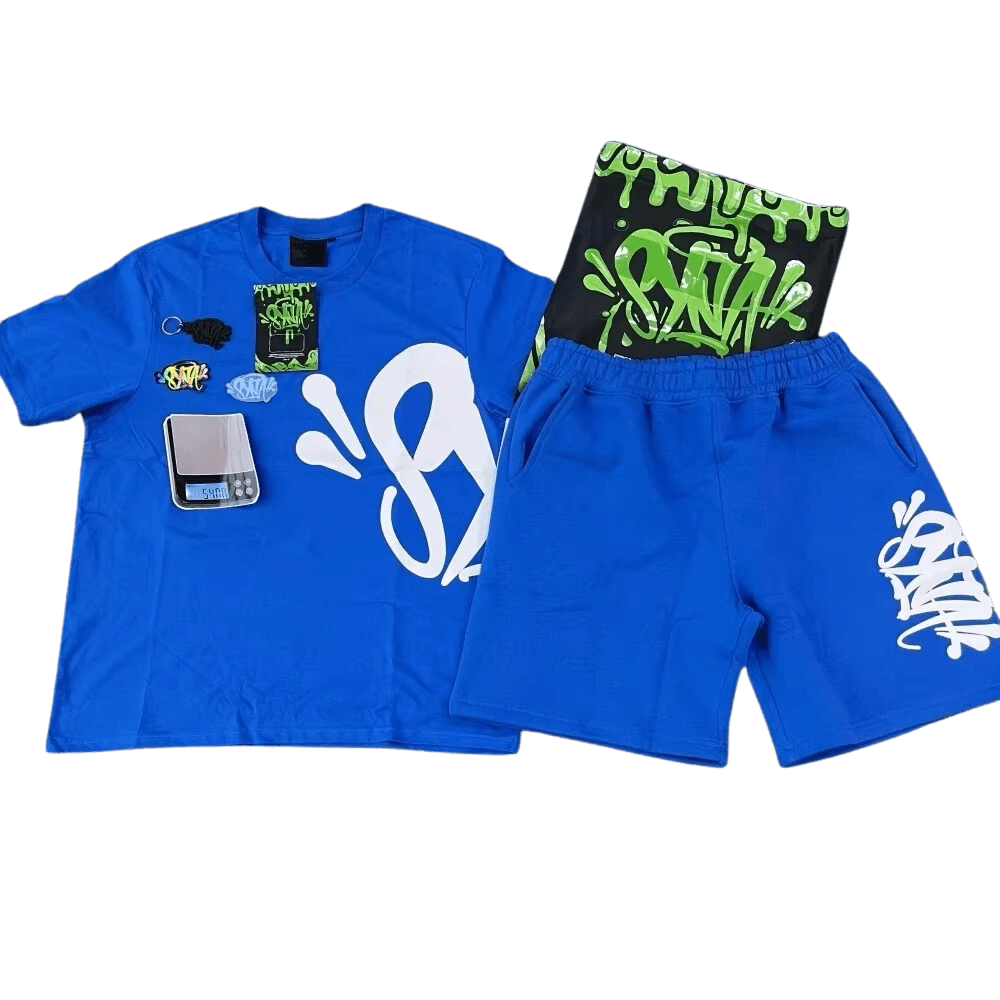 Conjunto SYNA WORLD Verano Polera Short "Azul" ALGODÓN + BOLSA & ACCESORIOS