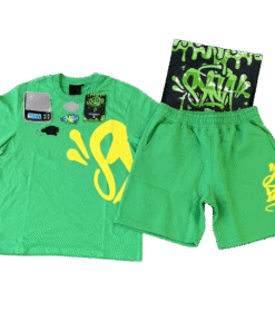 Conjunto SYNA WORLD Verano Polera Short "Verde Amarillo" ALGODÓN + BOLSA & ACCESORIOS