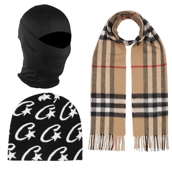 Drip Set Invierno Essential – Bufanda Burberry, Gorro Corteiz y Pasamontañas Táctico