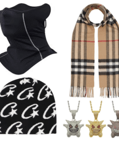 Drip Set Invierno Street Luxe – Bufanda Burberry, Gorro Corteiz, Cuello Nike y Collar Gengar