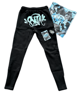 Pantalón Buzo SYNA WORLD "Negro/Celeste" Algodón + BOLSA y STICKERS