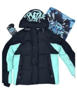 Casaca Parka SYNA "Negro/Celeste" PREMIUM + ACCESORIOS