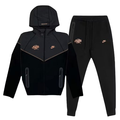 Conjunto NIKE TECH x SYNAWORLD CENTRAL CEE "Negro/Gris" Algodón Mejor Calidad