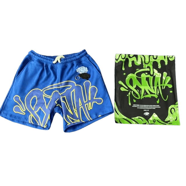 Shorts SYNA WORLD "Azul/Amarillo" ALGODÓN + BOLSA y STICKERS