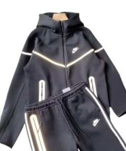 Conjunto NIKE TECH 2025 Polerón Buzo "REFLECTANTE" Algodón Premium Negro