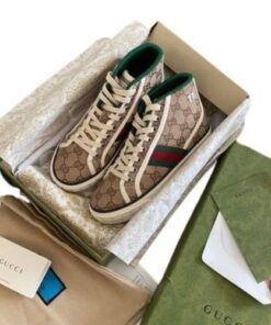 Zapatillas Gucci Tennis 1977 High Top GG "Beige Café" + CAJA