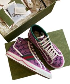 Zapatillas Gucci Tennis 1977 High Top GG "Rosa" + CAJA