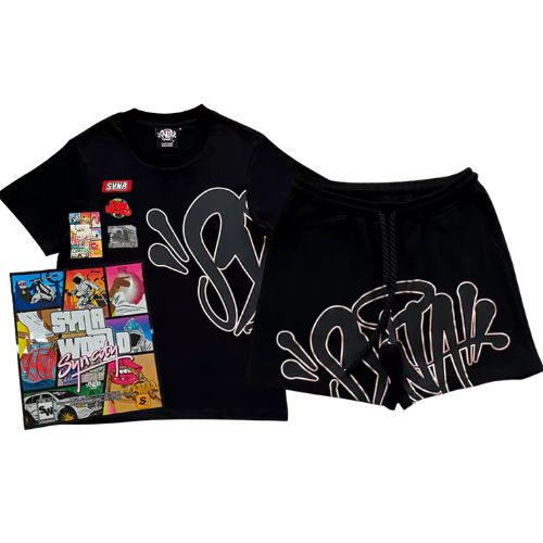 Conjunto SYNA WORLD Verano Polera Short "Negro/Rose Gold" ALGODÓN + BOLSA & ACCESORIOS
