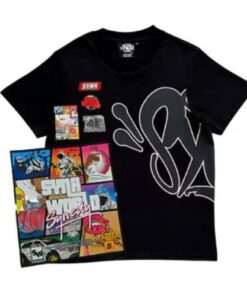 Polera SYNA WORLD "Negro Rosa ROSE GOLD" Algodón + BOLSA y STICKERS