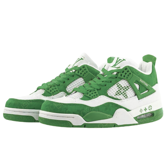 Air Jordan Retro 4 LV LOUS VUITTON "White Green Blancas Verde"