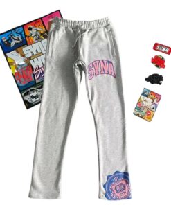 Pantalón Buzo SYNA WORLD "Gris/Rosado" Algodón + BOLSA y STICKERS