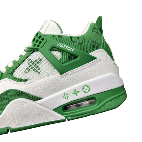Air Jordan Retro 4 LV LOUS VUITTON "White Green Blancas Verde" - Imagen 5