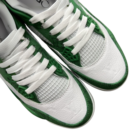 Air Jordan Retro 4 LV LOUS VUITTON "White Green Blancas Verde" - Imagen 4