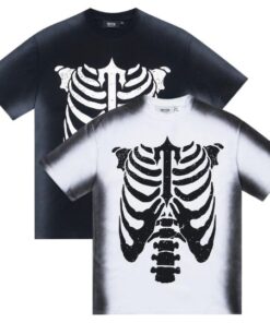 Polera TRAPSTAR Esqueleto Skeleton Manga Corta "Blanca/Negra"