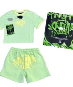 Conjunto SYNA WORLD Verano Mujer Polera-Short ALGODÓN "Celeste" + ACCESORIOS.