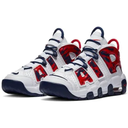 Nike Air More UPTEMPO "White Blue Red Navy Camo" Rojo Blanco - Imagen 2
