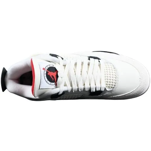 Air Jordan Retro 4 "Flight Club Sail/Black University Red" Blanco Rojo - Imagen 2
