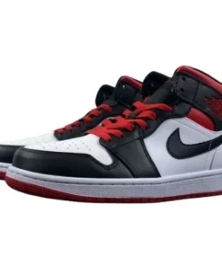 Nike Air Jordan 1 Retro ”Mid Black Toe White Gym Red Black Toe” Blanco Rojo Negro