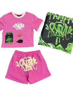 Conjunto SYNA WORLD Verano Mujer Polera-Short ALGODÓN "Rosa" + ACCESORIOS.