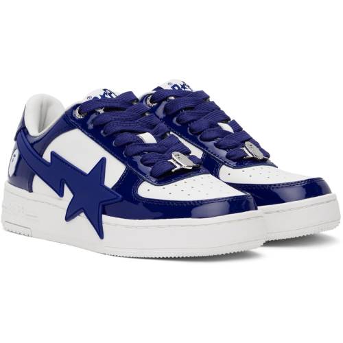 A Bathing Ape Bape Sta OS #3 M2 "Charol Azul Marino y Blanco" - Imagen 2