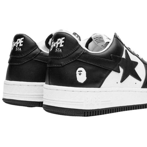 A Bathing Ape Bape Sta Low "Black Patent" Blanco Negro - Imagen 2
