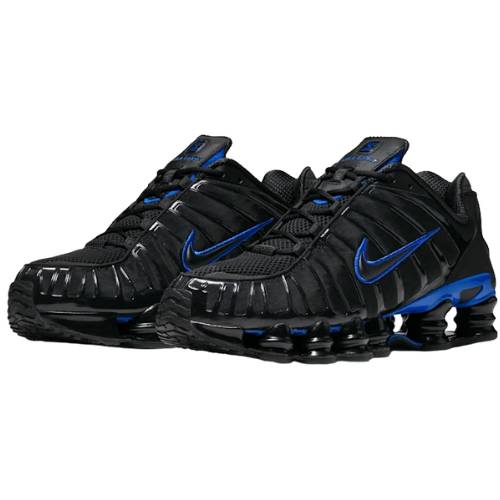 Nike Shox TL men's shoe in black with blue accents - Imagen 2
